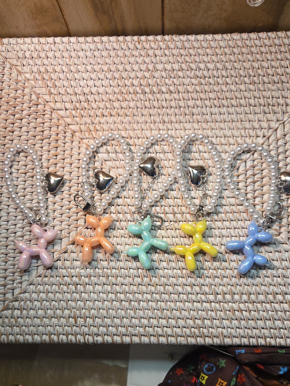 5 For 25  Pearl Beaded  with Balloon Animal Charm - Pastel Assorted